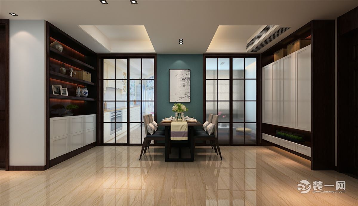 合肥银河幸福广场99平三室二厅新中式风格装