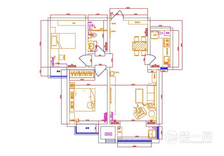 合肥装一网94m²美式混搭装修效果图